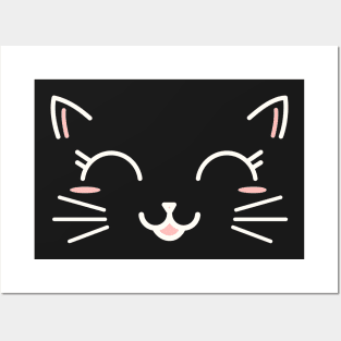 Happy Cat, Kitty Kat face Posters and Art